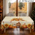 Thanksgiving rectangular tablecloth with cute scarecrow pumpkin and autumn sunflower design. - 40x60cm Brushed Fabric (20g) / ZB810-3