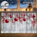 Christmas table skirt valance with red berries and snow pattern, waterproof polyester curtain. - Christmas Stocking Botanical