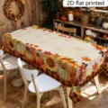 Tovaglia del Ringraziamento autunno zucca girasole foglia d'acero scozzese decorazione tavola - Stile Zucca Tacchino e Quadri Buffalo (ZB811-11) / 40x60cm Tessuto Spazzolato (20g)