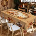 Tovaglia autunnale del Ringraziamento con stampa di volpe carina e foglie d'acero - Motivo del Ringraziamento con Zucca Volpe Foglia d'Acero (ZB811-9) / 40x60cm Tessuto Spazzolato (20g)