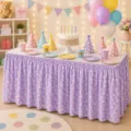 Ländlicher Blümchen-Tischrock Party-Tischdecke Polyester Heimdekoration staubdicht Schrank. - 140*75CM / Lila Floral (Stil 8)