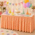 Ländlicher Blümchen Tischrock Polyester Party Tischdecke süße Gänseblümchen Heimdeko Vorhang - 140*75CM / Orange Gänseblümchen (Stil 10)