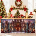 Weihnachten Tischrock wasserdicht Polyester Tischdeko festliche Atmosphaere Schrank - Europäischer Schneeschloss-Stil (ZQUN17-41)