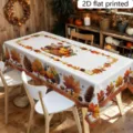 Bellissima tovaglia da tavola zucca foglia d'acero Ringraziamento decorazione festiva - Motivo Raccolto con Pigna, Zucca e Foglia d'Acero (ZB811-16) / 40x60cm Tessuto Spazzolato (20g)