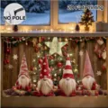 Christmas table skirt and cabinet curtain featuring cute gnomes, polyester material decor. - Traditional Santa Christmas Tree