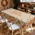 Tovaglia autunnale del Ringraziamento con stampa di zucca e foglia d'acero per decorazioni. - ZB811-17 / 150x260cm Peluche Corto