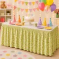 Grüner Tischrock im ländlichen Blumenstil für Partys, Polyester Staubschutz für den Esstisch. - 140*75CM / Grün Floral (Stil 14)