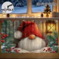 Christmas gnome pattern cabinet curtain detail showing festive holiday window decor view. - Retro Gnome Pine Needle