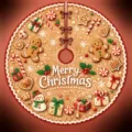 Christmas tree skirt gingerbread man candy holiday party decoration round mat 36 inch - 60CM / Gingerbread Style (SQB1-3)