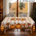 Thanksgiving Herbst Kürbis Zwerg Tischdecke Detailansicht, karierte Tischabdeckung Dekor. - ZB810-11