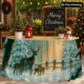 Christmas table skirt polyester waterproof winter deer pattern holiday party home decor table cover - Style 1 / 140*75CM