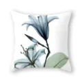 Housse de coussin en lin a motif de fleurs bleues, taie doreiller decorative pour salon - MM02-8