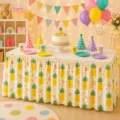 Geraffter Tischrock mit süßem Ananas-Blumen-Muster, ideal für festliche Party-Tischdekoration. - Ananasdruck (Stil 22) / 140*75CM