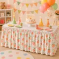 Detailansicht des ländlichen Pfirsichdruck-Tischrocks, schöne Party-Deko aus Polyester. - Pfirsich Floral (Stil 23) / 140*75CM