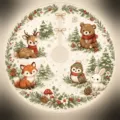 Christmas tree skirt with cute watercolor woodland animals design, holiday tree decor. - Forest Animal Style (SQB1-6)