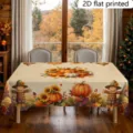 Fall Thanksgiving tablecloth with scarecrow and pumpkin print, ideal for holiday home decor. - 40x60cm Brushed Fabric (20g) / ZB810-1