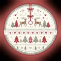 Festive Christmas tree skirt with reindeer tree heart pattern holiday party decoration fabric - Nordic Snowflake Style (SQB1-8)