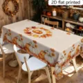 Tovaglia rettangolare stampata con zucca foglia d'acero autunno Ringraziamento decor - Stile Zucca Foglia d'Acero Margherita (ZB811-3) / 40*60cm