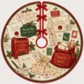Vintage North Pole Santa mail Christmas tree skirt with festive holiday post office design. - Retro Post Office Style (SQB1-11)