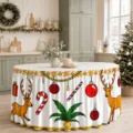 Christmas table skirt waterproof polyester holiday party dining table decor and cabinet cover - ZQUN17-1 / 140*75CM