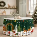 Waterproof polyester Christmas round table skirt festive holiday party decoration cover - ZQUN17-2 / 140*75CM
