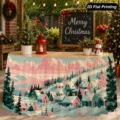 Christmas tablecloth festive holiday table skirt waterproof winter village pattern decor item - Style 3 / 140*75CM