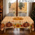 Erntedank Tischdecke mit Herbst Truthahn und Kürbis Motiv für festliche Tischdekoration. - ZB810-8