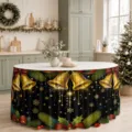 Waterproof polyester Christmas round table skirt holiday party dining room table decor - ZQUN17-3 / 140*75CM