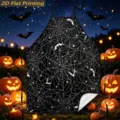 Halloween spider web printed kitchen apron, black and white holiday cooking apron for home. - Black White Cobweb and Bat (TQWQ07-35)