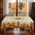 Herbstliche Thanksgiving Tischdecke mit Kürbis und Vogelscheuche Motiv für den Tisch. - ZB810-10