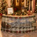 Weihnachten Tischdecke wasserdicht Polyester Tischrock Winter Schnee Landschaft Dekor. - ZQUN17-6