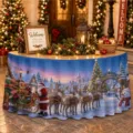 Weihnachten wasserdichter Tischrock festliche Winter Dorf Tischabdeckung Dekoration Neu - ZQUN17-9