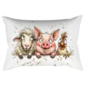 Boerderij dieren lendenkussen hoes aquarel schattig schaap varken kip bank kussen - Handgeschilderd Schaap Varken Hen Stijl (CDR495-14) / 1 Stuk