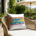 Detailansicht des niedlichen Kissenbezugs mit Sardinen-Druck für gemütliche Outdoor-Sofas - Sardinenbüchsenmuster (CDR498-19) / Nur Kissenbezug (Ohne Inlay)
