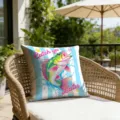 Retro cartoon graffiti stripe animal pillow cover, comfortable outdoor vacation home decor style. - 18x18 Inch / 1 Piece / Fish Style (CDR493-10)