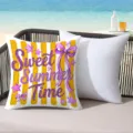 Summer beach throw pillow detail showing colorful stripes and glitter text for decor. - 45*45cm Short Plush Single Sided Without Core / CDR491-26