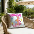 Retro cartoon doodle striped animal throw pillow cover, perfect for outdoor patio and resort decor. - 18x18 Inch / 1 Piece / Kangaroo Style (CDR493-5)