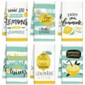 Set 6 strofinacci da cucina limone estivo, panni piatti assorbenti con stampa frutta. - Set di 6 (40x60cm) / Motivo Limone (MJBT183-2)