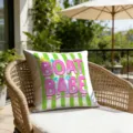 Summer beach boat babe throw pillow cover, green stripe decorative cushion for patio pool. - Boat Babe Style (CDR492-12) / 45*45cm Short Plush Single Sided
