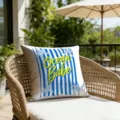 Closeup of resort style striped starfish pattern pillow cover in outdoor patio scene. - Ocean Babe Style (CDR492-13) / 45*45cm Short Plush Single Sided