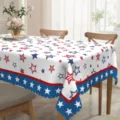Red white and blue star tablecloth for American Independence Day patriotic dining table decor. - 40x60cm Brushed Fabric