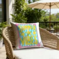 Detail shot of summer beach style throw pillow with blue stripes and starfish pattern on chair. - Summer Vibes Style (CDR492-16) / 45*45cm Short Plush Single Sided