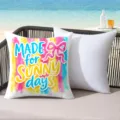 Summer island throw pillow variant with colorful brushstroke print and sweet pink bow design. - 45*45cm Short Plush Single Sided Without Core / CDR491-1