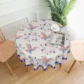 Round patriotic tablecloth with American eagle and stars design for holiday dining home decor. - Brushed Fabric (ZB226-7) / Round Diameter 150cm