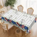 Tovaglia Patriottica Giorno Indipendenza Quadri Grigi Cuori Bandiera Americana Tavolo - Tessuto Spazzolato (ZB230-3) / 40x60cm