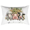 Boerderij dieren lange lendenkussenhoes, schattige cartoon landelijke kussenhoes voor bank. - Schaap Varken Koe Stijl (CDR495-2) / 1 Stuk