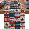 Tavola runner patriottico per giorno dell indipendenza bandiera americana decoro - 33*183cm / Fede Famiglia Libertà (ZQ227-15)