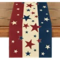 Runner da tavola patriottico americano con stampe di stelle per la decorazione della sala da pranzo. - 33*183cm / Stampa Stelle All-over (ZQ227-14)