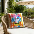 Outdoor patio decorative throw pillow cover with cute colorful cartoon crabs and stripes. - 18x18 Inch / 1 Piece / Crab Style (CDR493-1)
