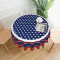 Amerikaanse patriottische ronde tafelkleed met sterren en strepen voor feestelijke tafeldecoratie - Gezuiverde Stof (ZB226-2) / Ronde Diameter 150cm
